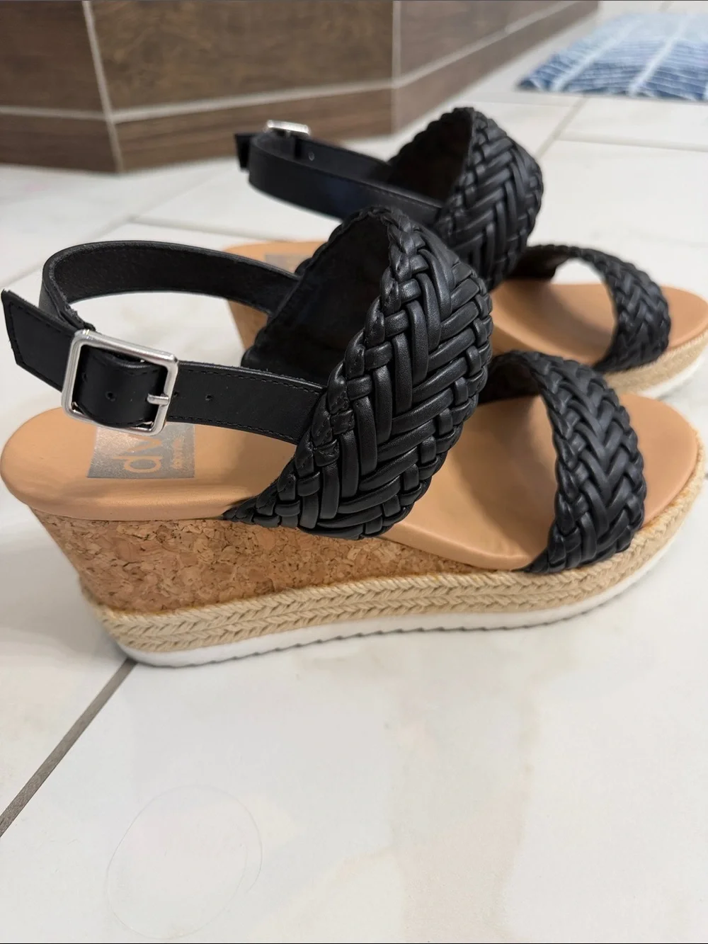 DV by Dolce Vita Black Braided Espadrille Wedge Sandals